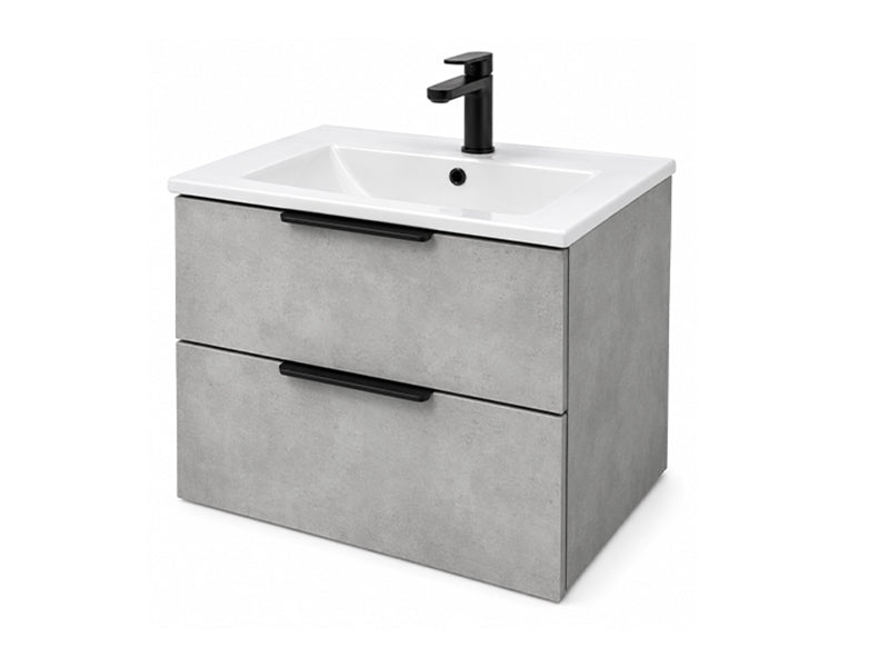 Kaka 2 Drawers, Wall Mounted Vanity Units - Concrete Grey