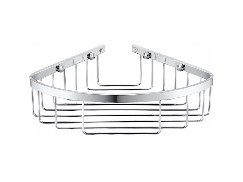 Chrome Curved Single Corner Shower Basket