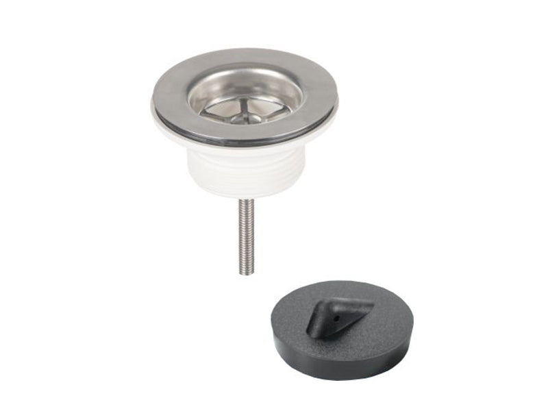 Plastic Sink Waste with S/S Flange Centre Pin Fixing with Handled Poly Plug