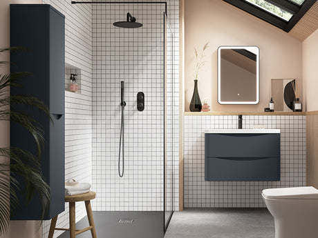 Lunar 2 Doors, Wall Mounted Tall Cabinets - Satin Anthracite