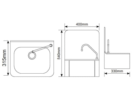 The Liffey Knee Operated Handrinse Basin with Swivel Spout