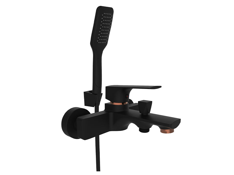 Rubineta Modena 10 Wall Mounted Bath/Shower Mixer - Black/Rose Gold Finish