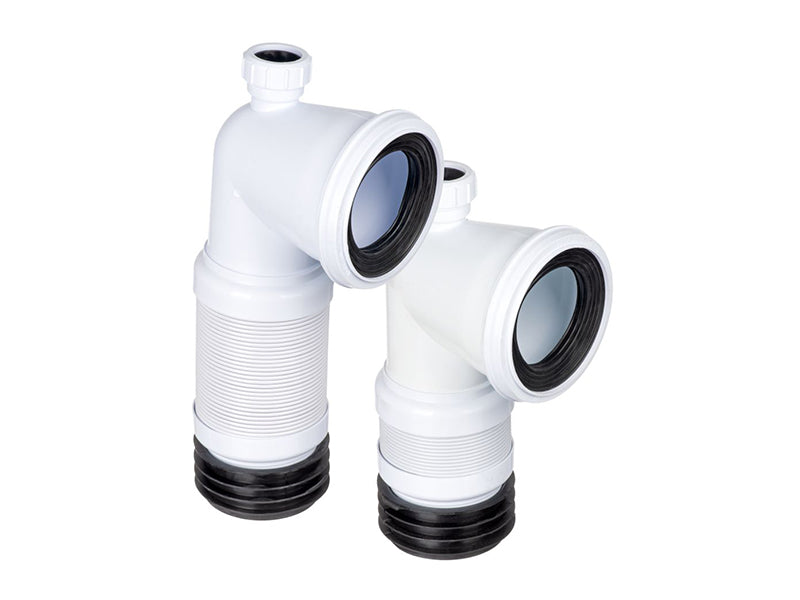 Fluidmaster Flexible & Extendable 90 Deg. Pan Connectors with Vertical 32mm Compression Inlets