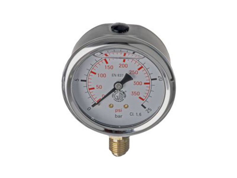 1/4" x 2 1/2" Dual Glycerine Filled Pressure Gauge 25 Bar