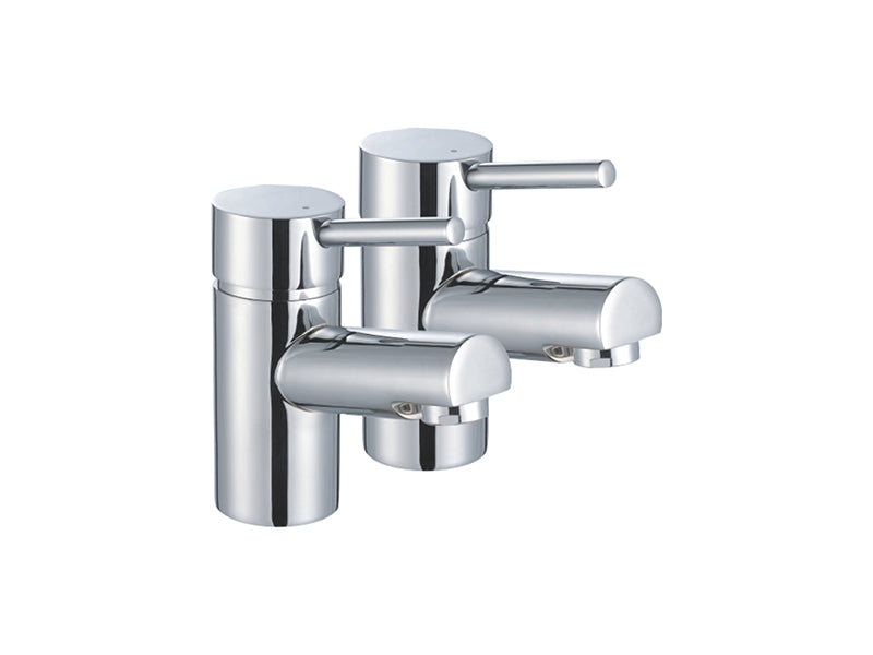 Pair of Round Basin Taps - Chrome Finish