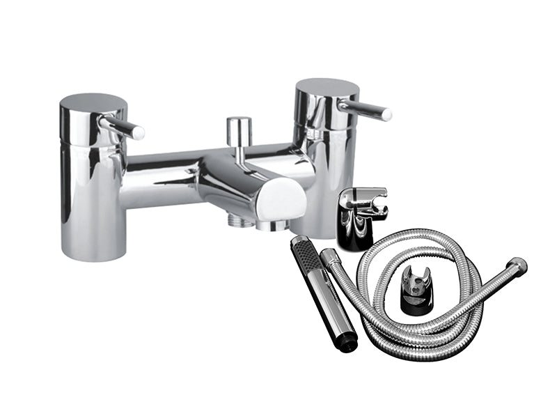 Round Bath Mixer & Filler with Shower Hose Connection - Chrome Finish