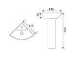 PRINCETON Corner Wash Hand Basin - 1 Taphole
