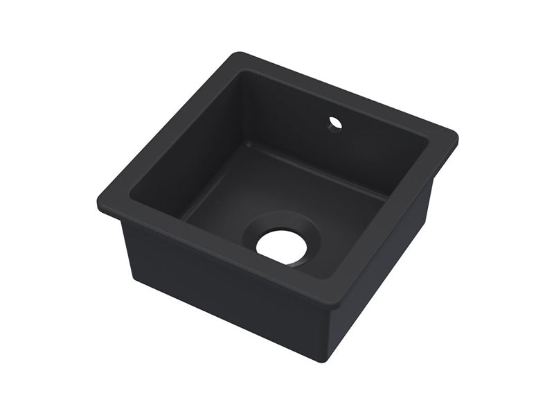Fireclay Square Ceramic Inset/Undermount Sink Bowls c/w overflow - Black Finish