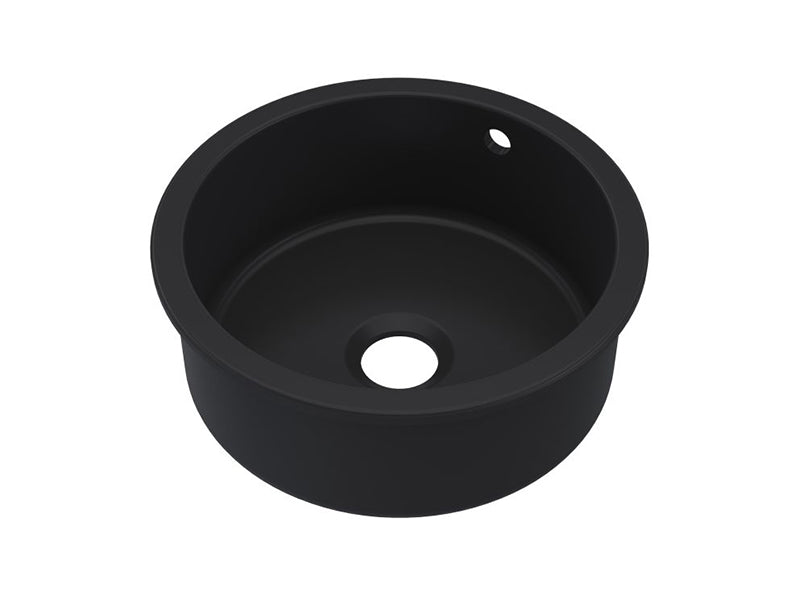 Fireclay Round Ceramic Inset/Undermount Sink Bowls c/w overflow - Black Finish