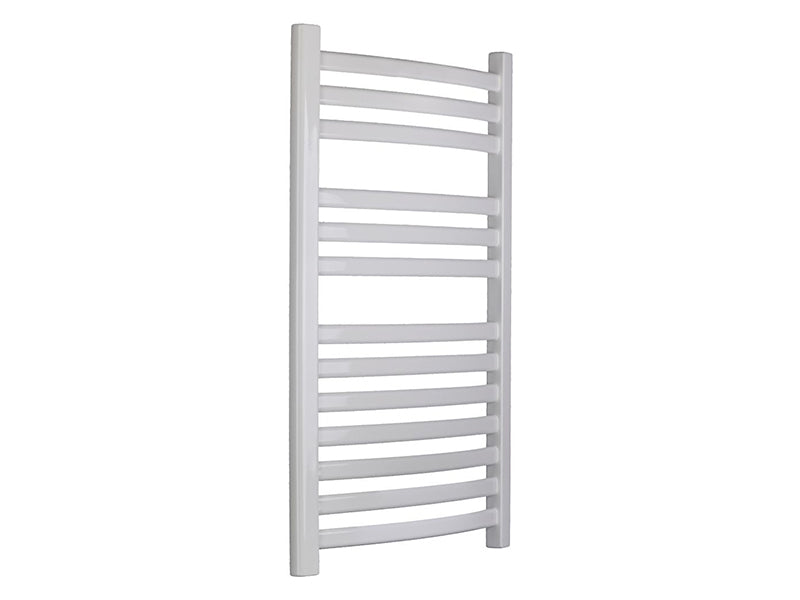 White Curved Towel Warmer with Oval Rails