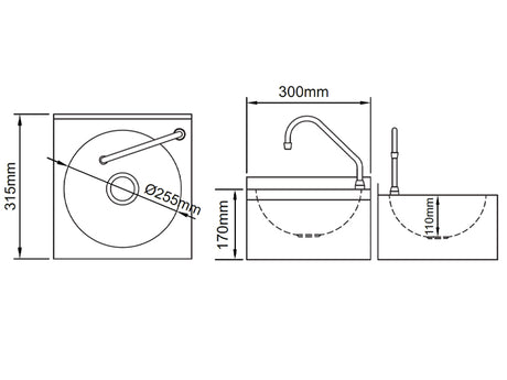 The Poddle Heavy Duty Knee Operated Hand Rinse Basin without Splashback
