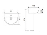 Rio Full Pedestal and Wash Hand Basin - 1 Taphole