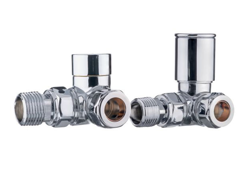 Pair 1/2" C.P. Corner Pattern Compact Towel Rail Rad Valves