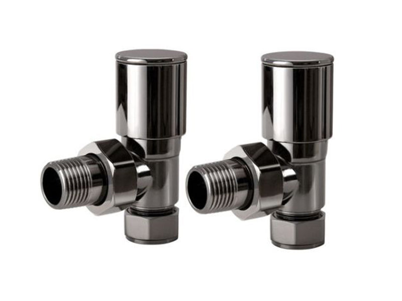 Angled Pattern Standard Radiator Valves - Black Nickel