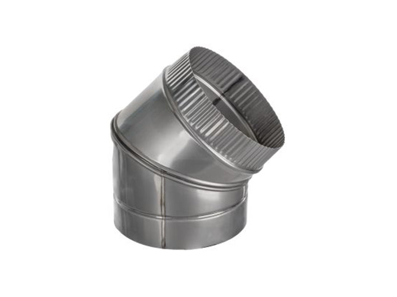 1mm Thick Grade 316 Stainless Steel Flue Pipe - 45 Deg. Plain Bend