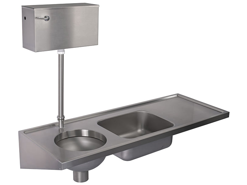 1600mm x 600mm Wall Mounted Sluice with Sink and Draining Board