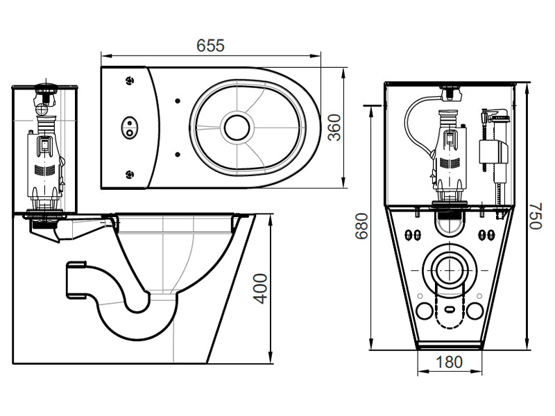 Close Coupled WC Suite - Including Seat & Cover