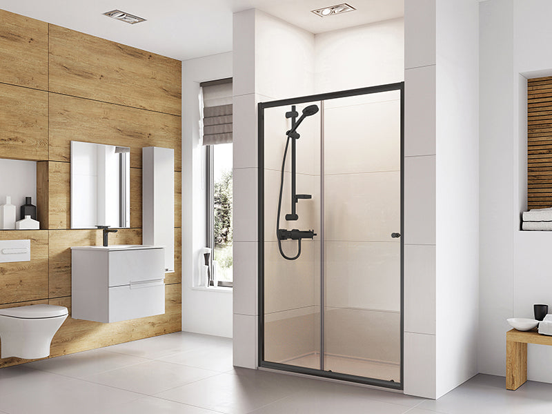 Waterbox Sliding Shower Doors - Black Finish