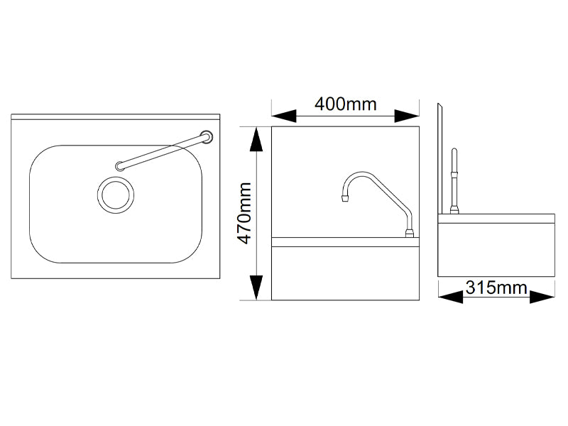 The Swan Heavy Duty Knee Operated Hand Rinse Basin with Splashback