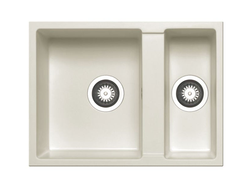Tetragon Undermount Sink 590 x 440cm 1 & 1/2B - Snow Finish