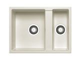 Tetragon Undermount Sink 590 x 440cm 1 & 1/2B - Snow Finish