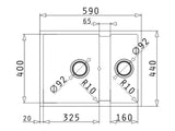 Tetragon Undermount Sink 590 x 440cm 1 & 1/2 B - Graphite Carbon Finish