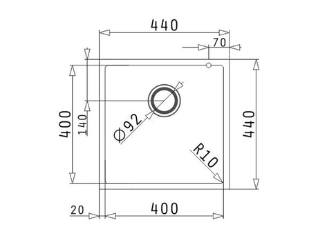 Tetragon Undermount Sink 460 x 500cm 1B - Industrial Grey Finish