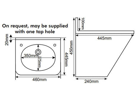 The Tolka Heavy Duty Wall Mounted Basin with Splash Back and Enclosing Apron
