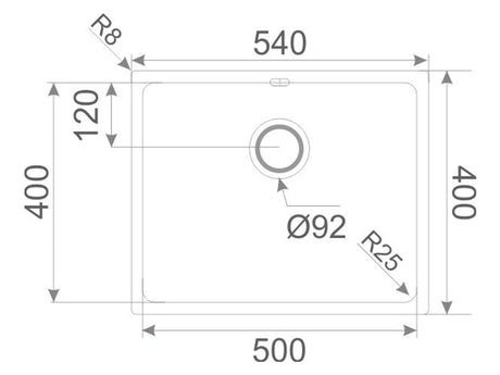 Triton 500mm x 400mm x 200mm S/Steel Undermount Sink Bowl