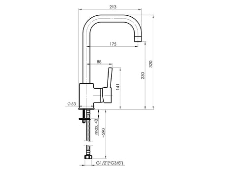 Rubineta Ultra 37 Monobloc Sink Mixer - Chrome Finish