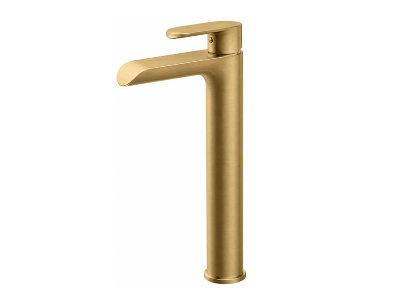 Rubineta ULTRA 18 Tall Monobloc Basin Mixer - Brushed Brass Finish
