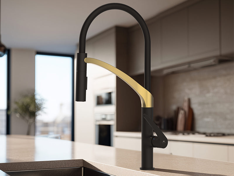 Rubineta Ultima 50 Monobloc Sink Mixer - Gold / Black