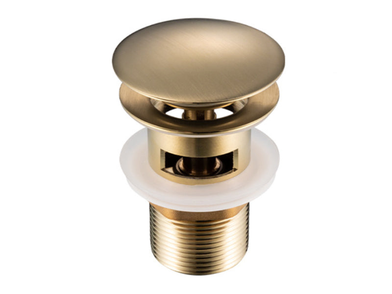 Round Dome Popper Black with Slotted Tail - Brushed Brass