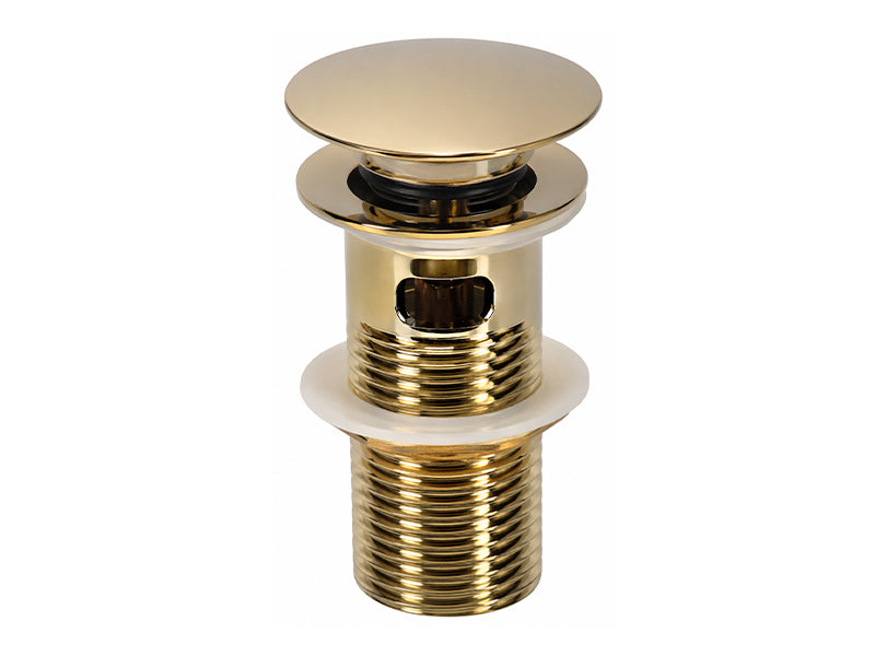 Round Dome Popper Black with Slotted Tail - Brushed Brass