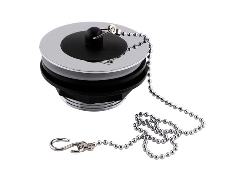 Traditional C. P. on Brass Bath Waste with 2" Unslotted Tail with Plastic Plug & Chain