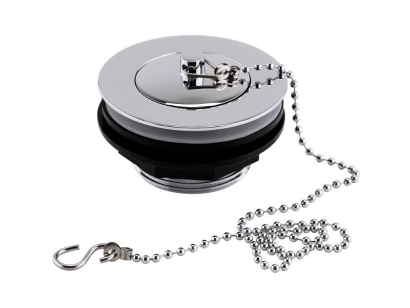 Traditional C. P. on Brass Bath Waste with 2" Unslotted Tail with CP Plug & Chain