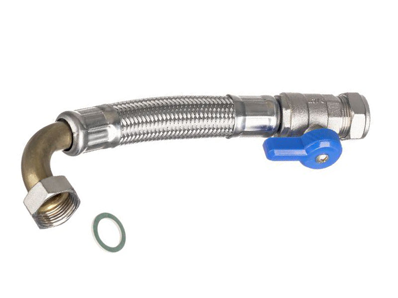 Standard Range Flexible Plumbing Connectors Type FC44 Straight Valved Compression to Elbow Swivel BSP